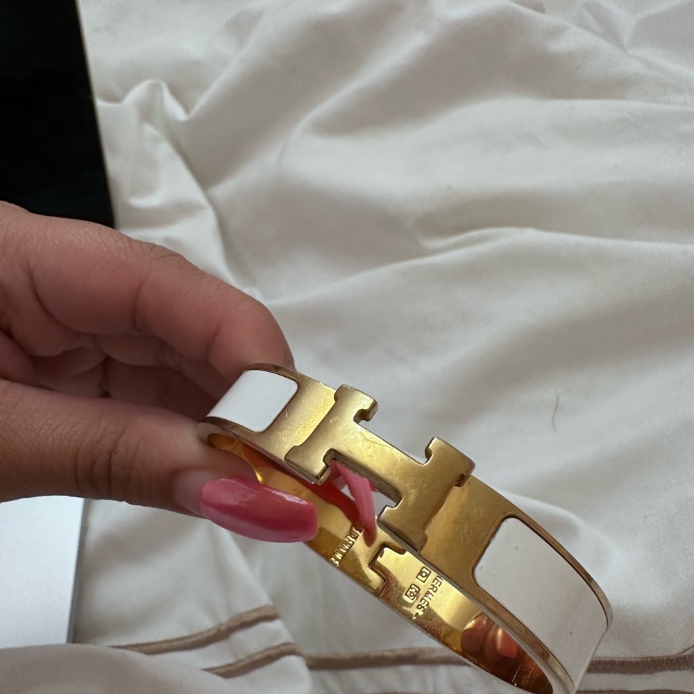 Gold plated white enamel braclet
